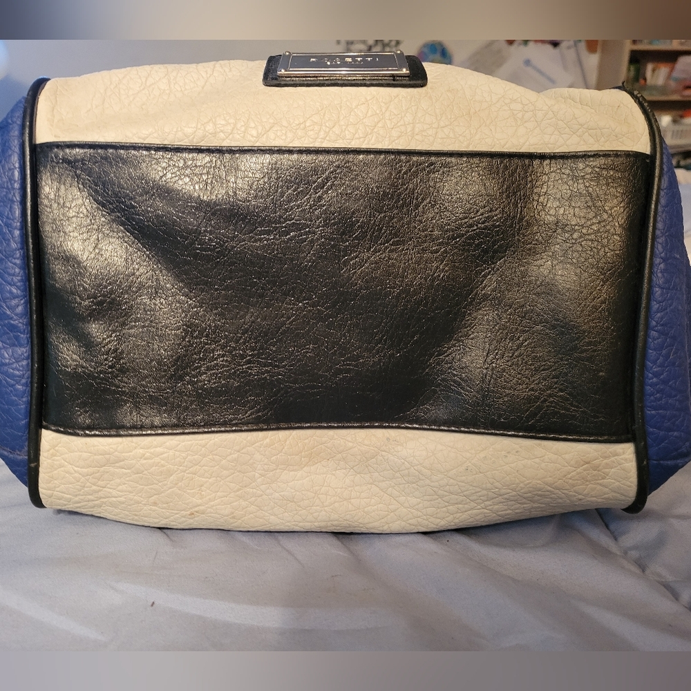 NEW Condition genuine leather blue and white shoulder bag braided leather strap - Picture 10 of 13